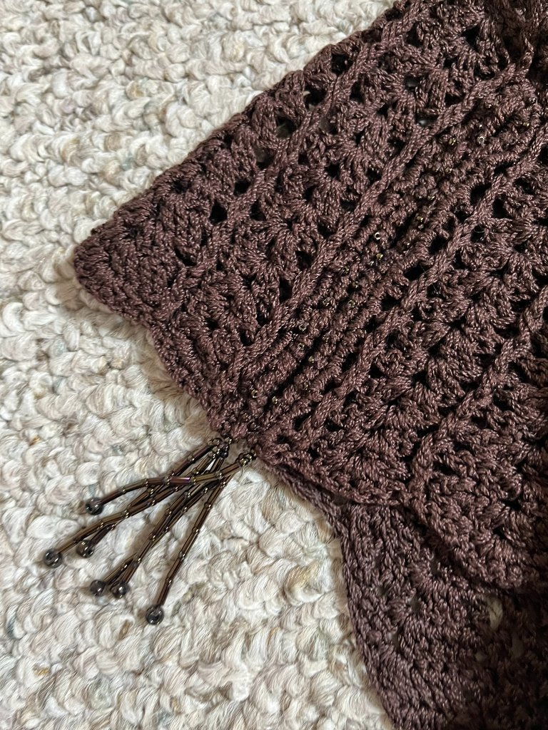 The Limited Brown Crochet V-Neck Top, Size S — image 7 of 8